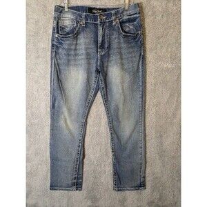 True Luck Blue Distressed Bootcut Jeans Western Stitching 34x30